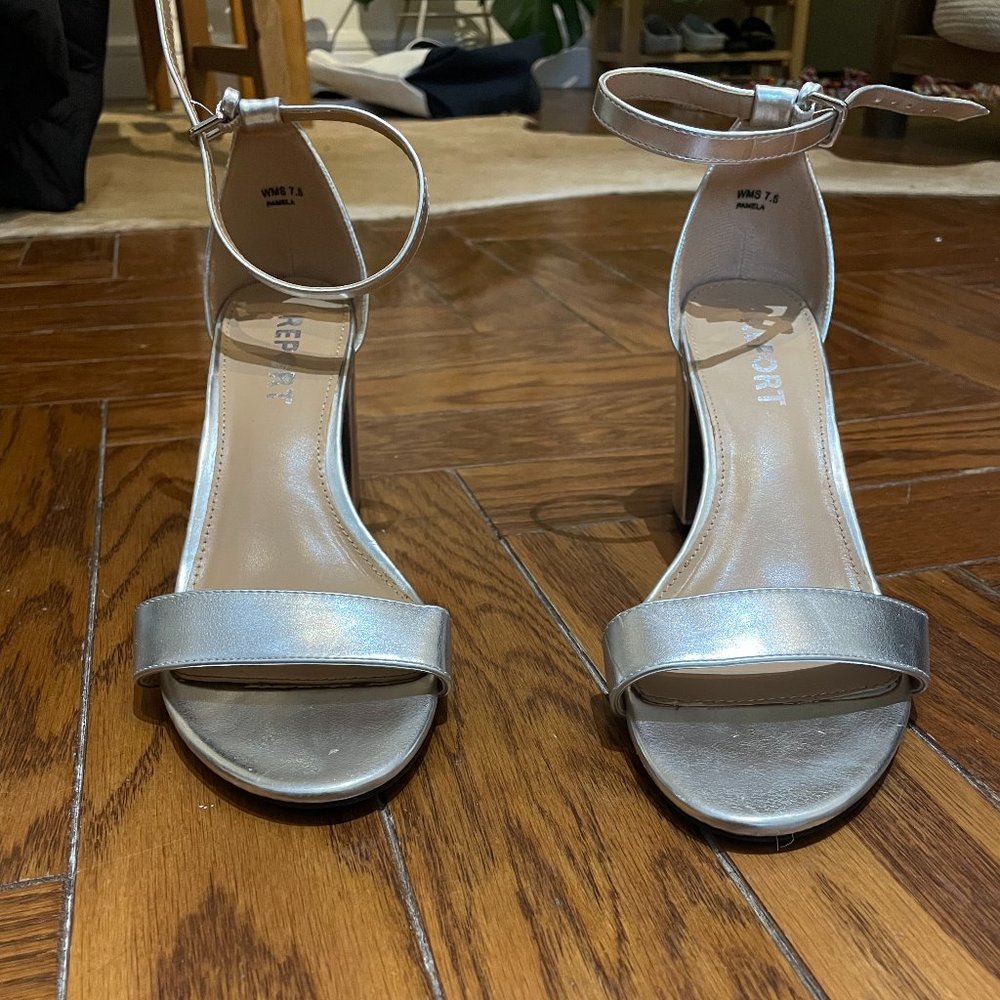 Report Silver Block Heel 7.5